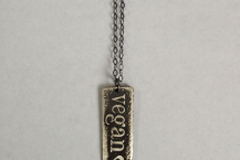 Silver Etched Vegan Necklace Front