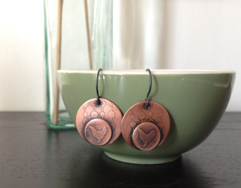 Chicken Earrings Dot Pattern