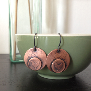 Chicken Earrings Dot Pattern