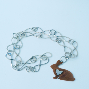 Copper Rabbit on Sterling Silver Chain